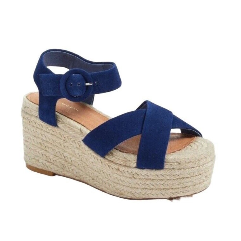 Halogen Emery Platform Espadrille Sandal In Navy Suede Women's Size 9 New